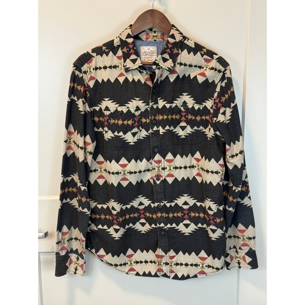 American Eagle Outfitters Heritage Flannel 100% Cotton Aztec‎ Shirt size Medium
